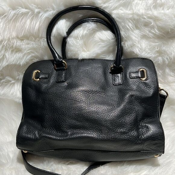 MICHAEL KORS Tumbled Black Leather Crossbody Satchel Gold Hardware B92 - Picture 6 of 16